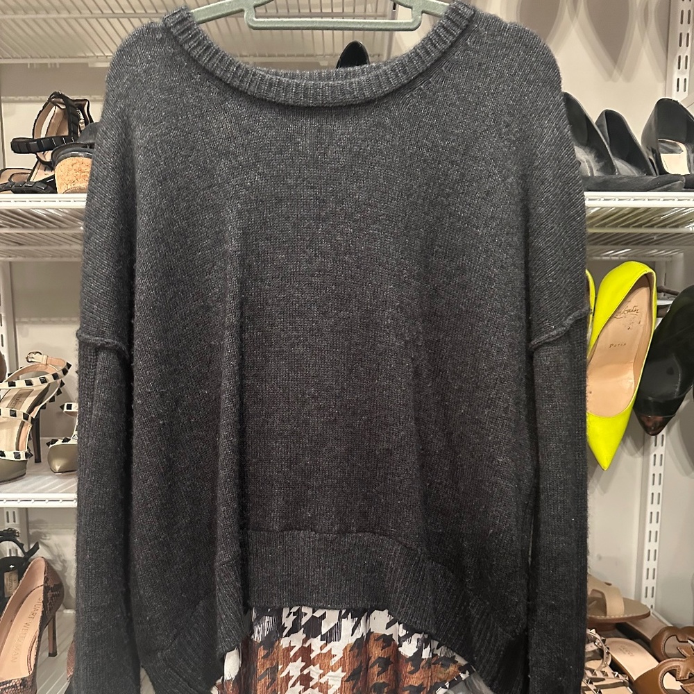 Brochu Walker cashmere sweater herringbone accent size small